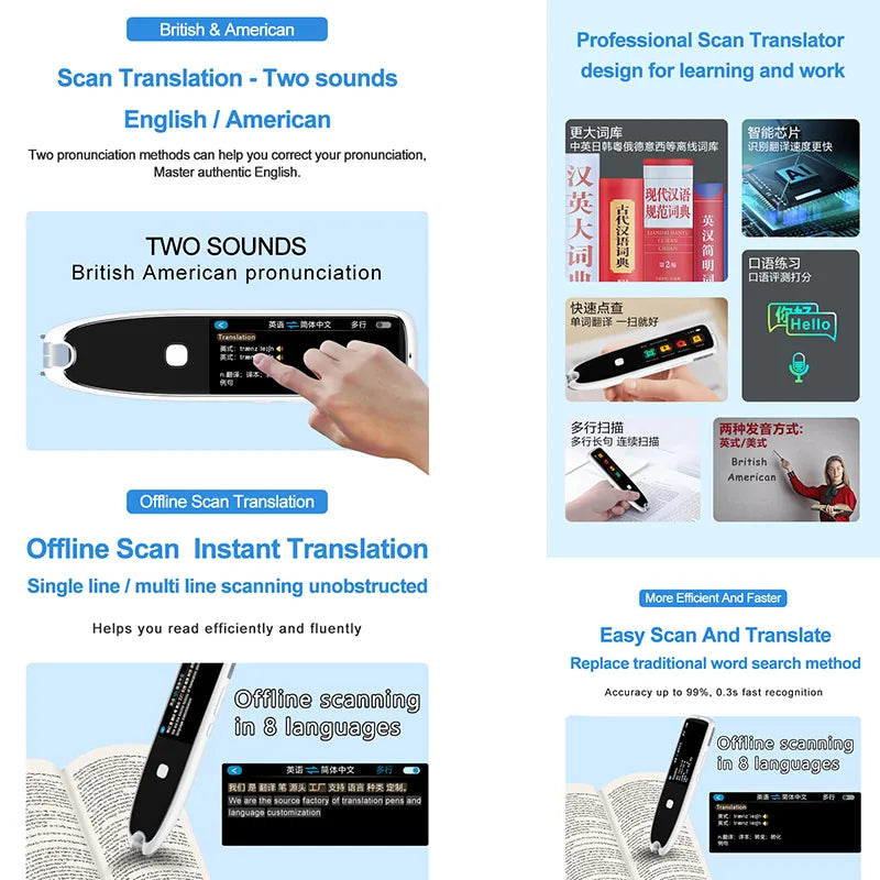 Portable 112 Languages Translation Pen Voice Scan Translation Pen Scanner Instant Text Scanning Reading Translator Device Pen