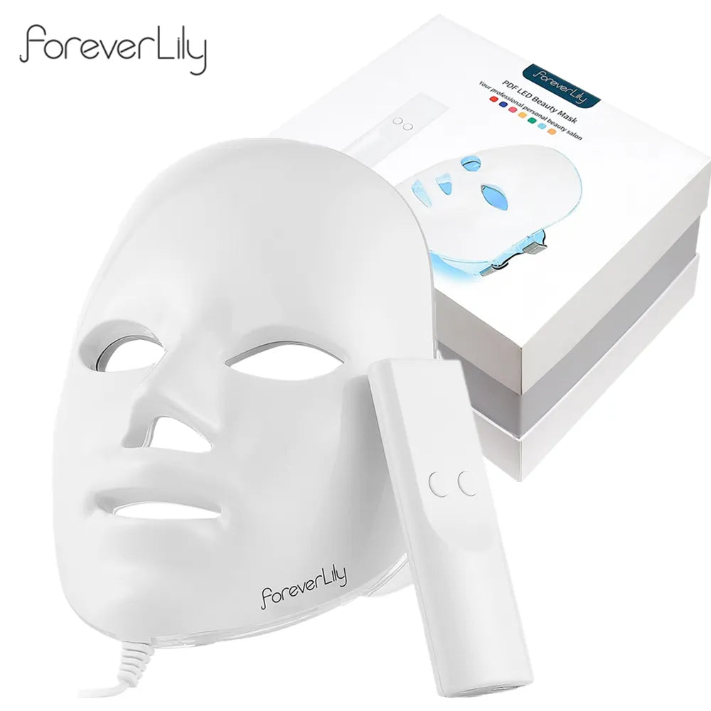 Foreverlily Gift Box 7 Colors LED Facial Mask Photon Therapy Brightening Face Skin Rejuvenation Acne Care Tools Anti-Wrinkle