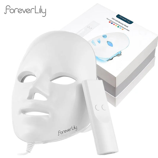 Foreverlily Gift Box 7 Colors LED Facial Mask Photon Therapy Brightening Face Skin Rejuvenation Acne Care Tools Anti-Wrinkle