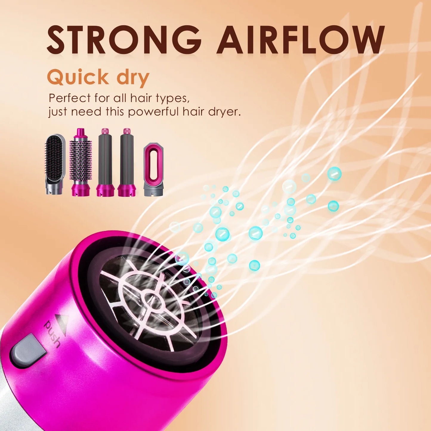 Hair Dryer 5-In-1 Electric Hair Comb Negative Ion Straight Curler Brush Blow Dryer Air Comb Removable Brush Kit Tool