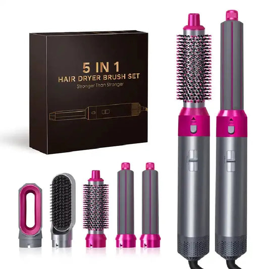 Hair Dryer 5-In-1 Electric Hair Comb Negative Ion Straight Curler Brush Blow Dryer Air Comb Removable Brush Kit Tool